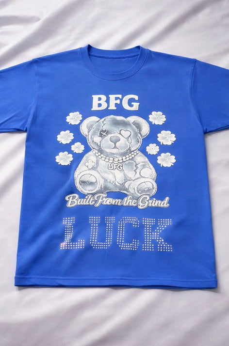 BFG Luck Rhinestone Tee - Royal Blue
